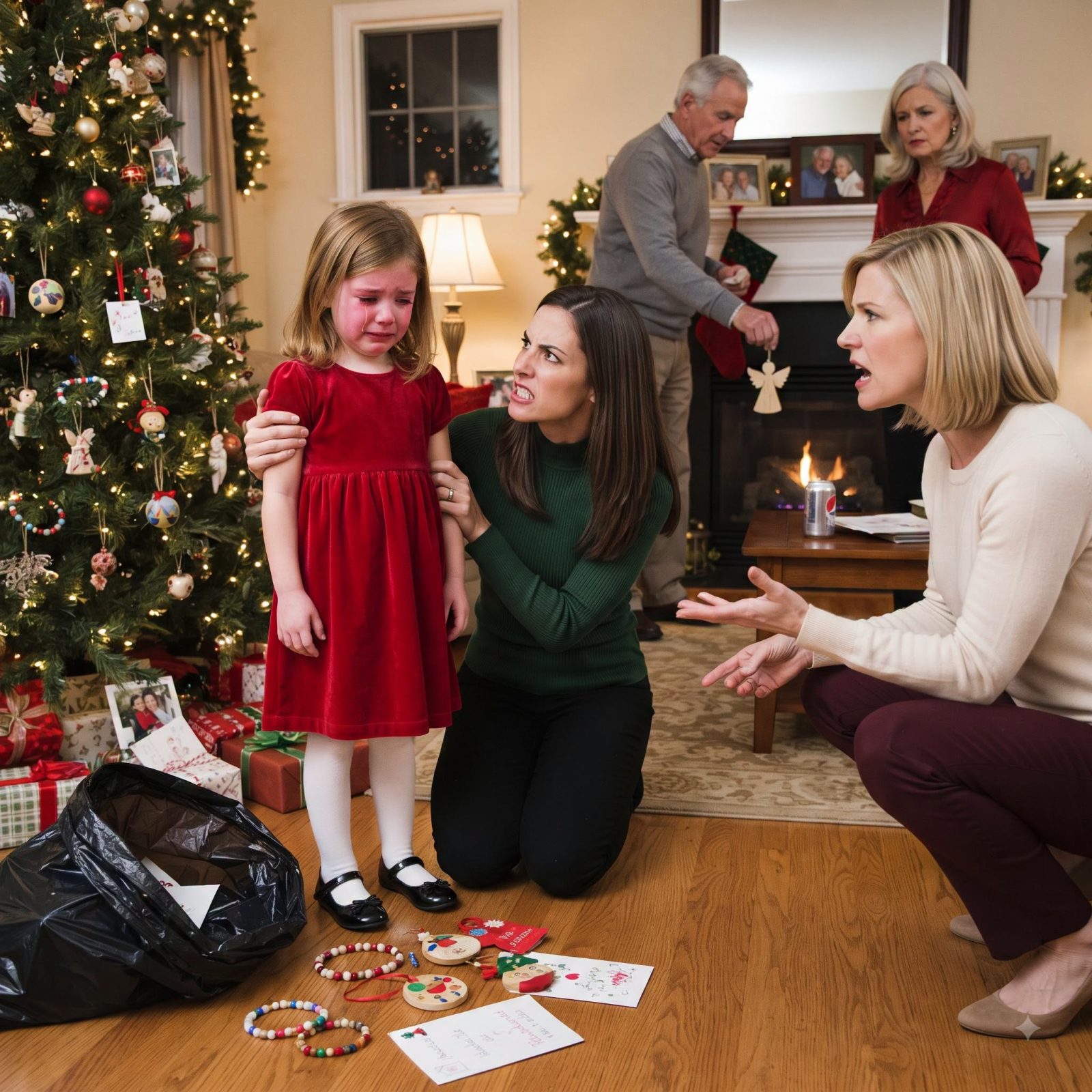At Christmas, my 6-year-old daughter proudly handed out gifts she had made herself. “CHEAP JUNK,” my sister whispered. My parents agreed and tossed every gift aside. My daughter froze. “Mom, did I ruin Christmas?” she asked. I didn’t shout—I did THIS.
