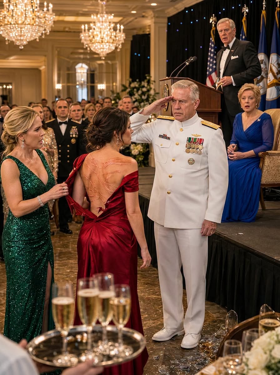 12  My sister ripped open my blouse at Dad’s retirement gala to show 200 guests my scars—then a Navy Admiral saluted me, and Dad’s whiskey glass shattered.