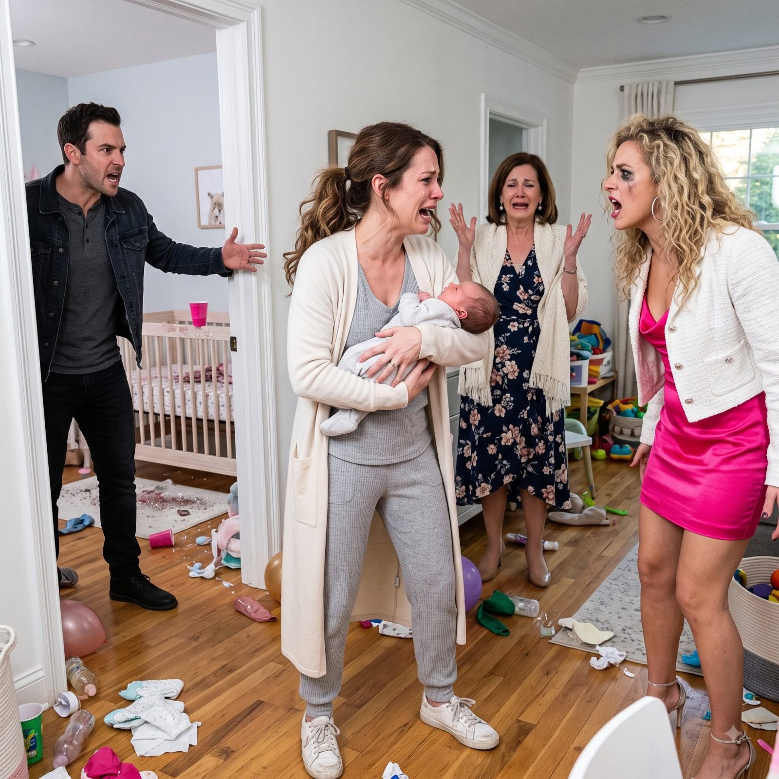 While I was in labor, my sister threw her bachelorette party in my house with 30 women, 5 male strippers, 2 bartenders, and a tattoo artist. I came home to glitter in my newborn’s crib—and a $4,700 charge on my card.