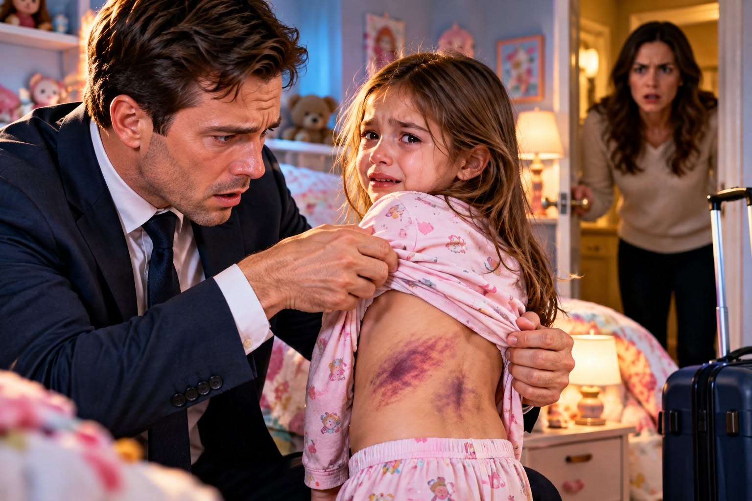 My 8-year-old daughter whispered, “Dad, Mom told me never to tell you,” then lifted her shirt—and what I saw on her back made me call the hospital immediately… “Dad… my back hurts so bad I can’t sleep. Mom told me not to tell you.”