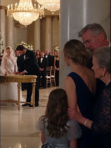 My sister married my ex-husband while Mom hid me and my six-year-old daughter behind a pillar—then a court officer walked in and exposed the six words that could destroy their “perfect family.” At my sister’s wedding to my ex-husband, my mother hid my daughter and me behind a marble pillar while my father whispered, “Don’t ruin her real family.”