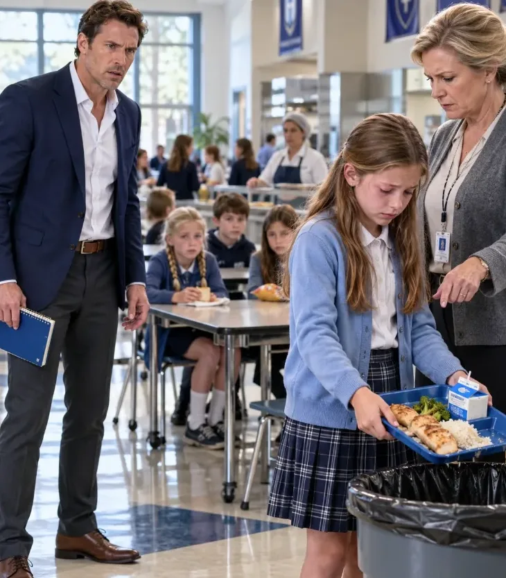 "His Daughter Had Been Coming Home Hungry for Three Weeks—Then a Wealthy Father Visited Her School Cafeteria and Heard Her Whisper, “Dad… You Already Paid for Their Meals.” What He Found Next Was Bigger Than Lunch