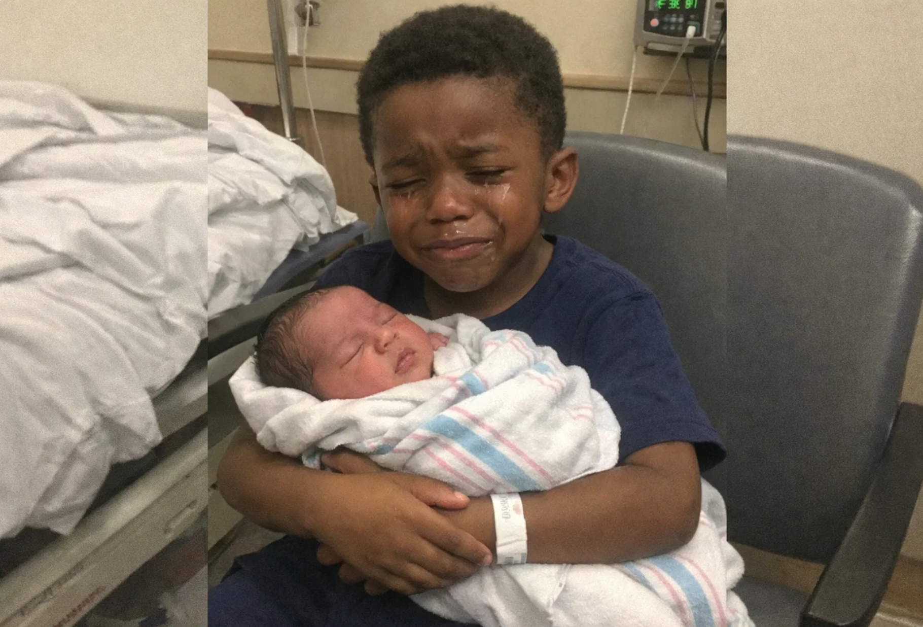 The stillborn baby was placed in his older brother’s arms, seconds later, a cry echoes loudly!