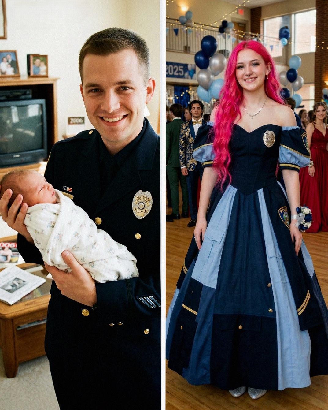 My Daughter Made Her Prom Dress Out of Her Late Father's Uniform – When Her Mean Classmate Poured Punch on It, the Girl's Mother Grabbed the Mic and Said Something That Froze the Whole Gym