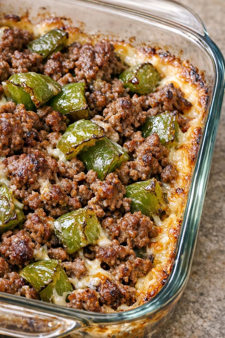 Oven-Baked 4-Ingredient Amish Beef and Bell Pepper Bake - All We Cook