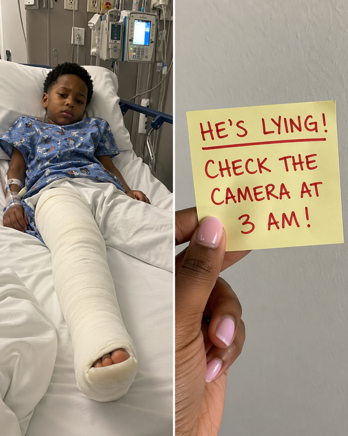 I Went to the Hospital to Care for My Son After He Broke His Leg – Then the Nurse Slipped Me a Note, 'He's Lying. Check the Camera at 3 a.m.'