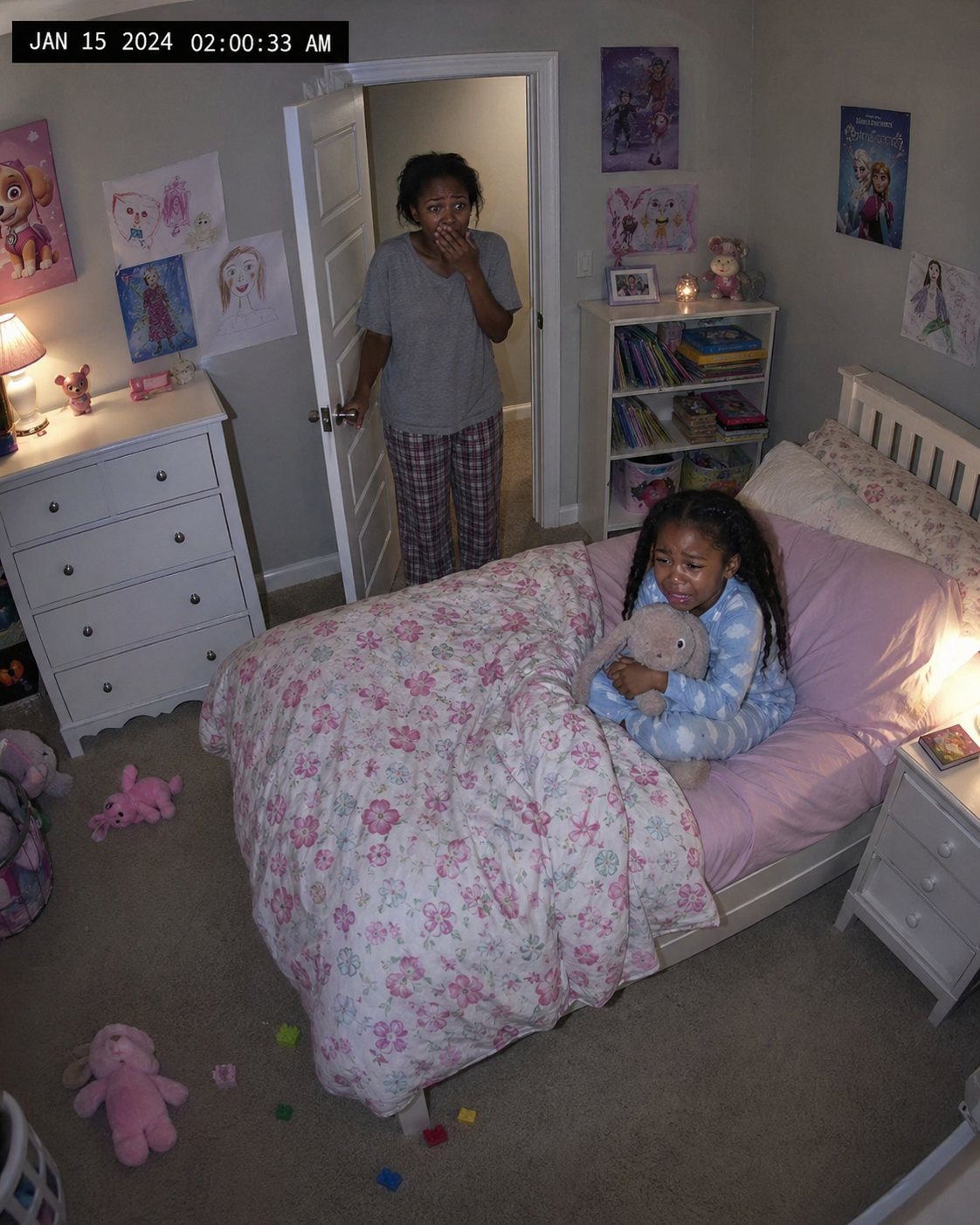 My eight-year-old kept telling me her bed felt “too tight.” At 2:00 a.m., the camera finally showed me why.