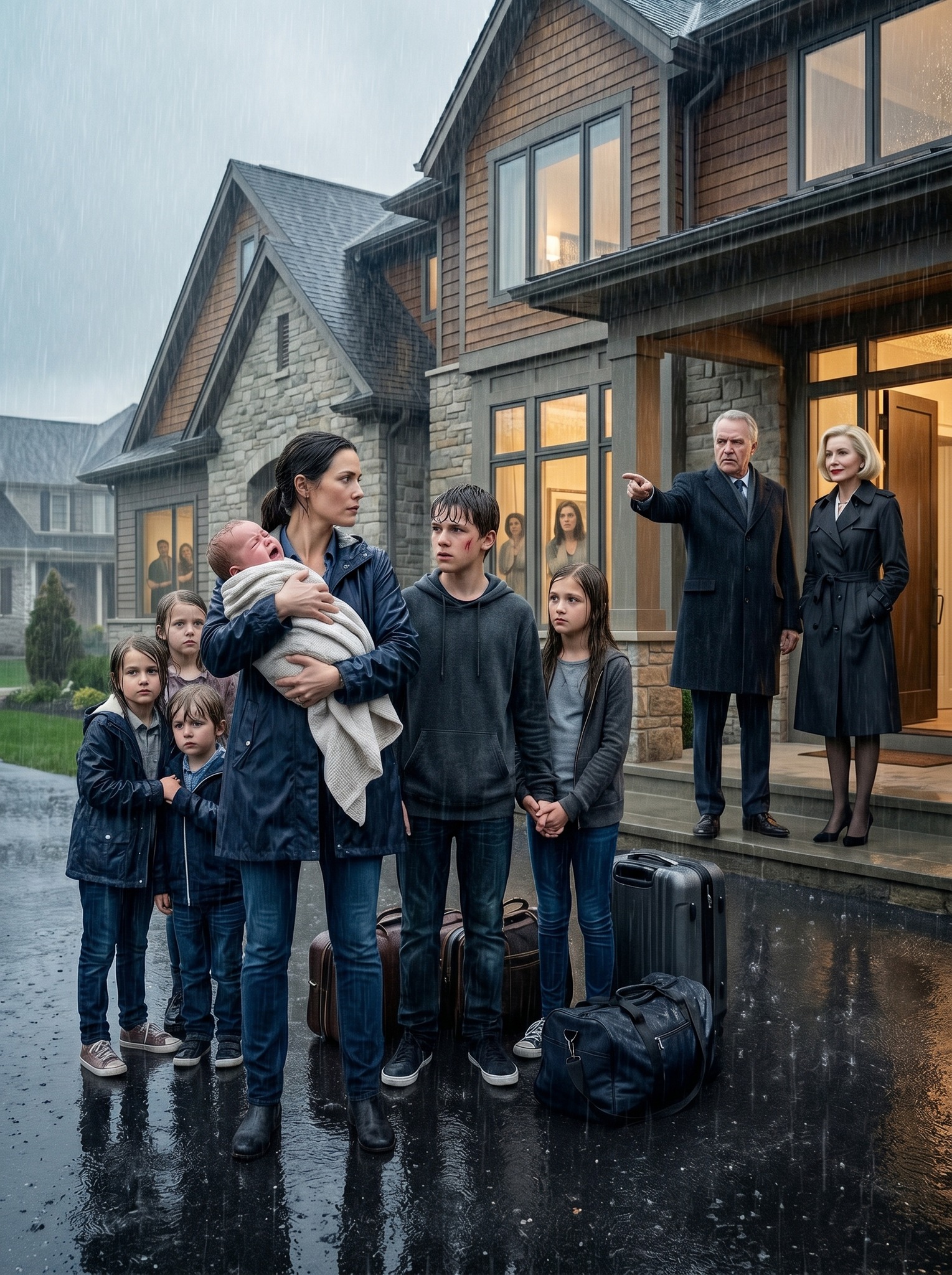 ‘Take Your Six Kids And Get Out—This House Belongs To Blood,’ My Father-In-Law Said As He Threw Us Into The Rain—But I Held My Baby Closer And Said, ‘Then You Might Want To Check The Name On The Deed…’ And The Entire Room Went Silent
