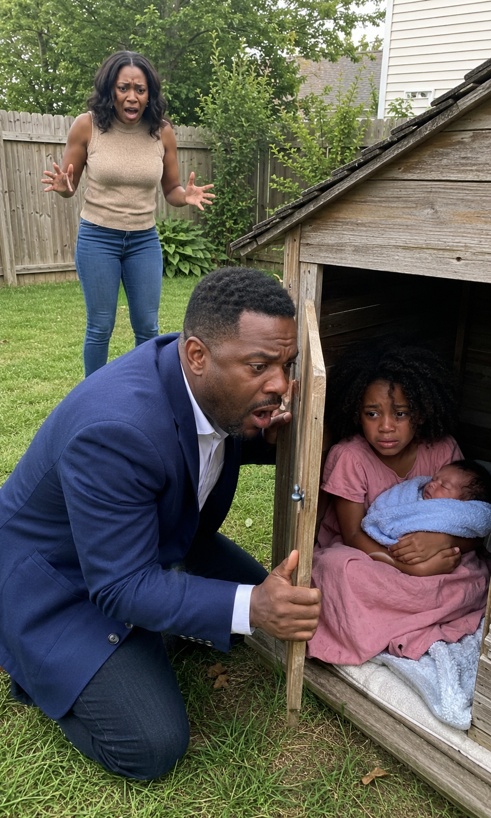 I Opened The Backyard Doghouse And Found My Two Children Hiding Inside—My 7-Year-Old Daughter Whispered “Dad…” Like She Wasn’t Sure I’d Come Back… And What The Security Cameras Revealed About My Wife Changed Everything I Thought I Knew About My Own Home