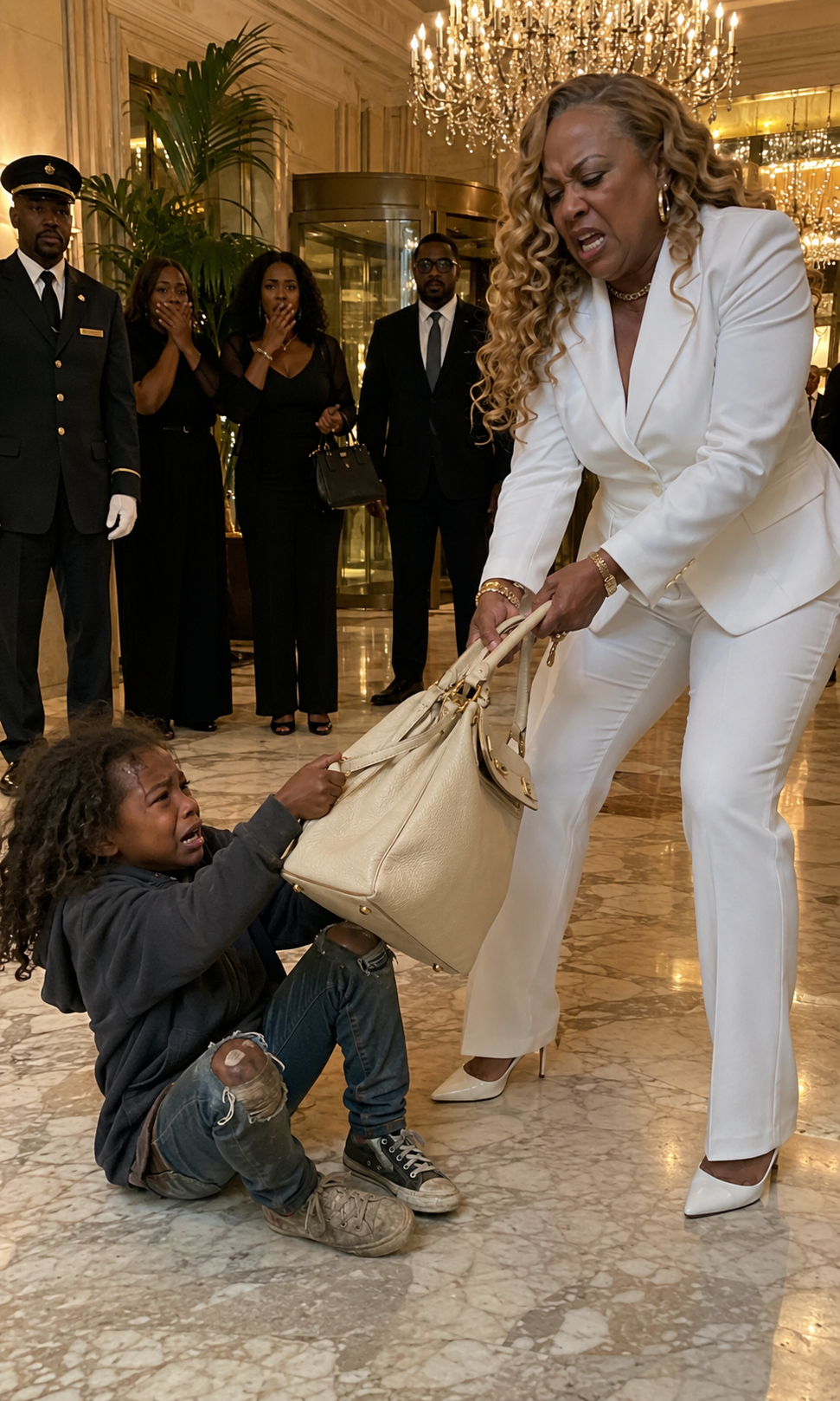 A poor girl is accused of stealing a designer bag—but her calm words expose a shocking truth that silences the lobby and shatters a woman’s perfect life