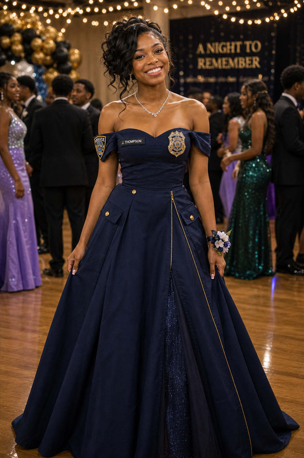 My Daughter Made Her Prom Dress Out of Her Late Father's Uniform – When Her Mean Classmate Poured Punch on It, the Girl's Mother Grabbed the Mic and Said Something That Froze the Whole Gym