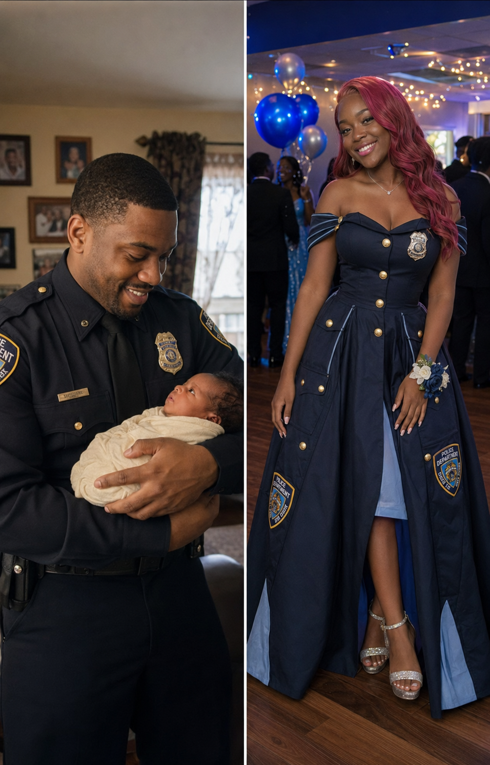My Daughter Made Her Prom Dress Out of Her Late Dad's Uniform – When Her Mean Classmate Poured Punch on It, the Girl's Mother Grabbed the Mic and Said Something That Froze the Whole Gym