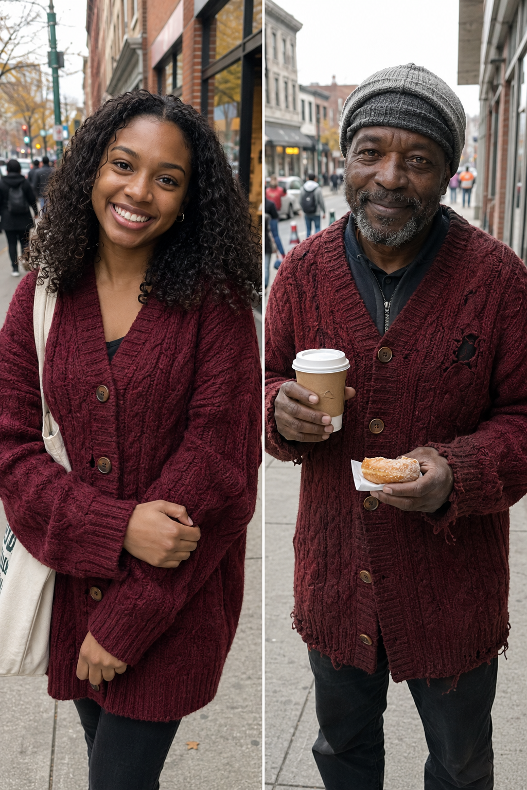 I Saw a Homeless Man Outside the Grocery Store Wearing My Missing Daughter's Hand-Knit Red Sweater – His 4-Word Confession Made Me Drop My Groceries in Shock