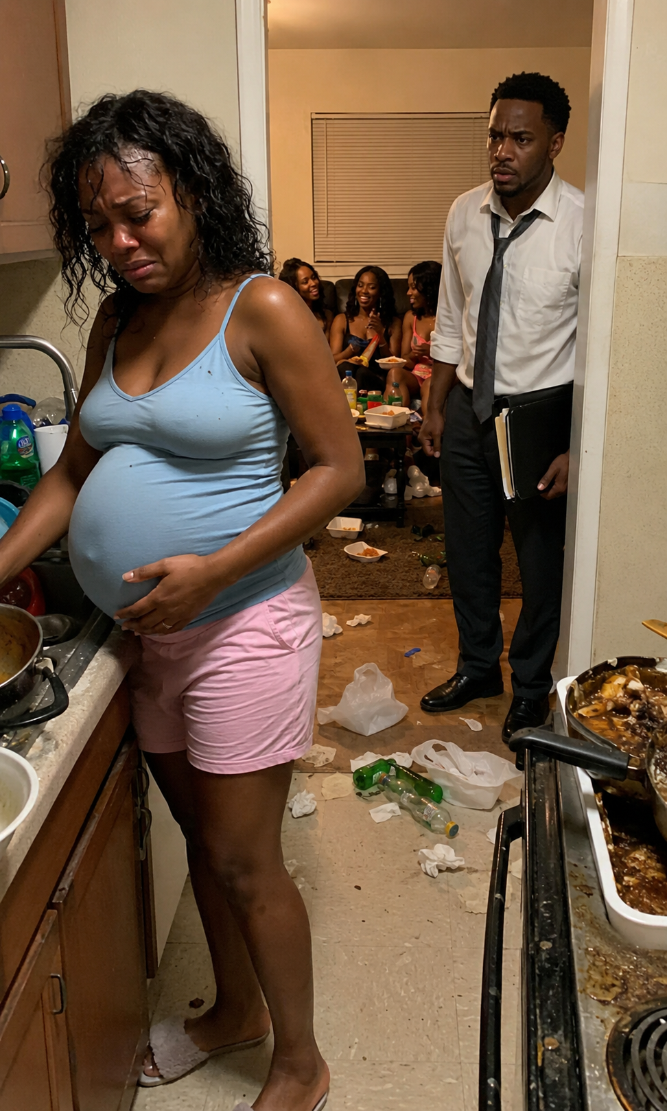 He came home at 10 P.M. and found his 8-MONTH PREGNANT WIFE WASHING DISHES ALONE while his family laughed in the living room … but after discovering they had THROWN AWAY HER MEDICATION, he looked at them and said, “Your comfortable life ends tonight” ...