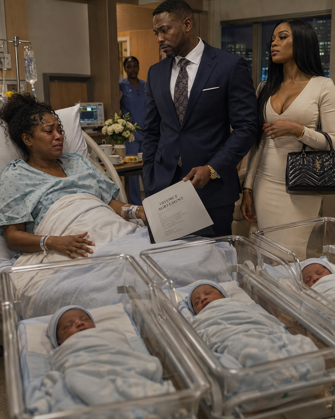 After I gave birth to our triplets, my husband brought his mistress to the hospital, a Birkin hanging from her arm, just to humiliate me. “You’re too ugly now. Sign the divorce,” he sneered.