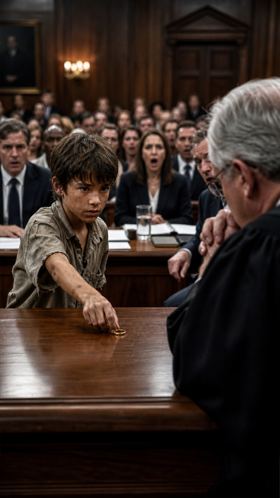 A Barefoot Boy in a Torn Shirt Walked Into My Courtroom and Placed a Gold Ring on My Bench — When I Saw the Inscription, I Nearly Lost My Mind
