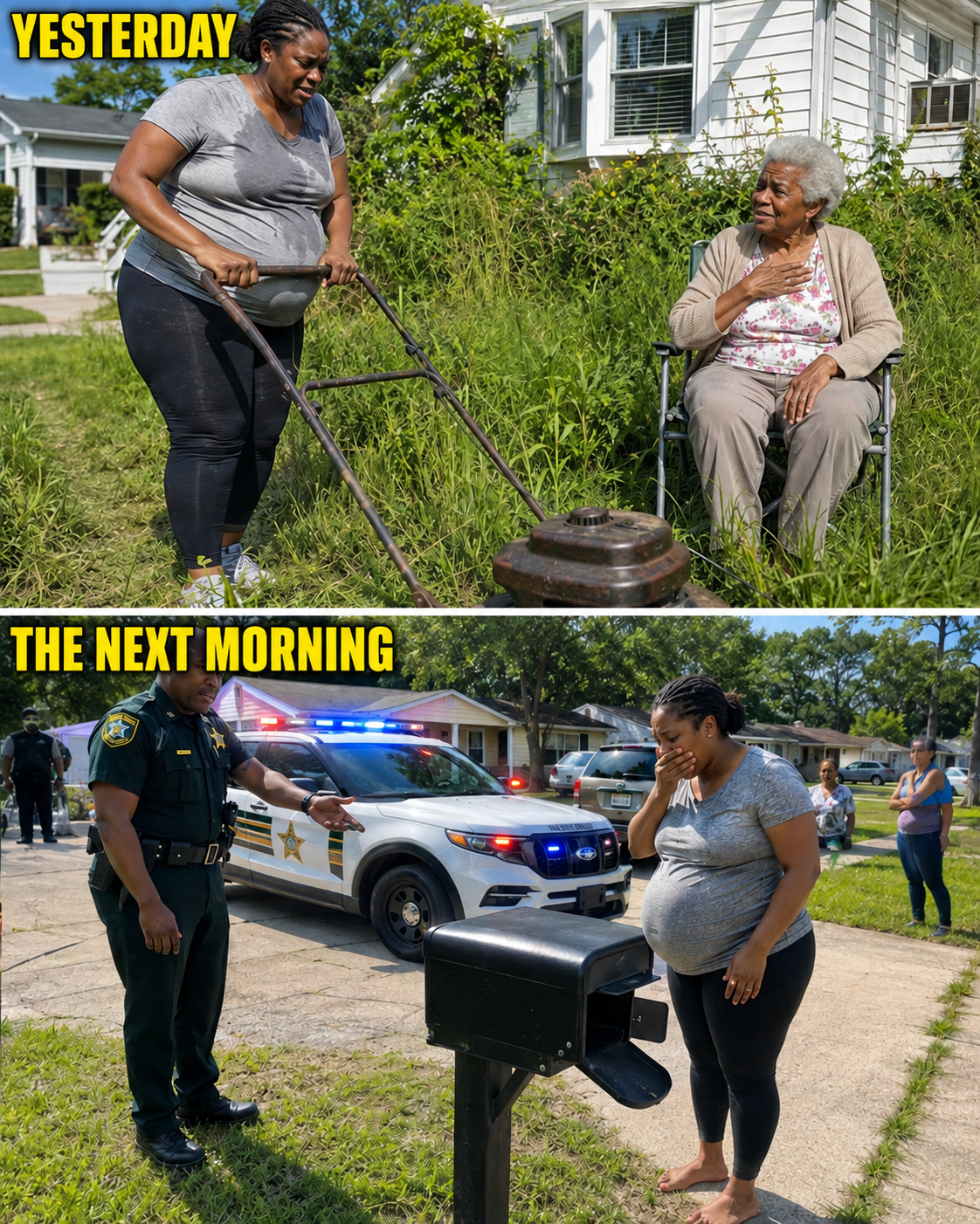 I Mowed the Lawn for the 82-Year-Old Widow Next Door – The Next Morning, a She.riff Woke Me up with a Request That Made My Bl.00d Run Cold