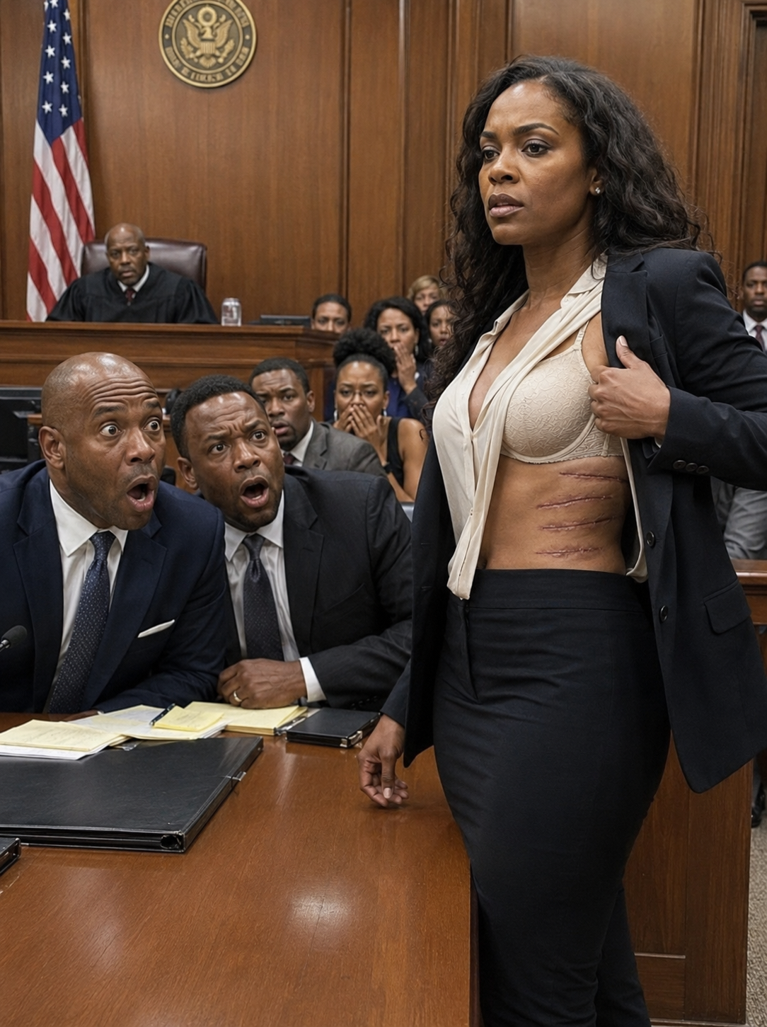 In the middle of our divorce hearing, my husband mocked my 20 years working at his restaurant and said, “You were just a pack mule.” I didn’t scream, I just stood up, opened my jacket, and showed him the scars he thought were buried forever.