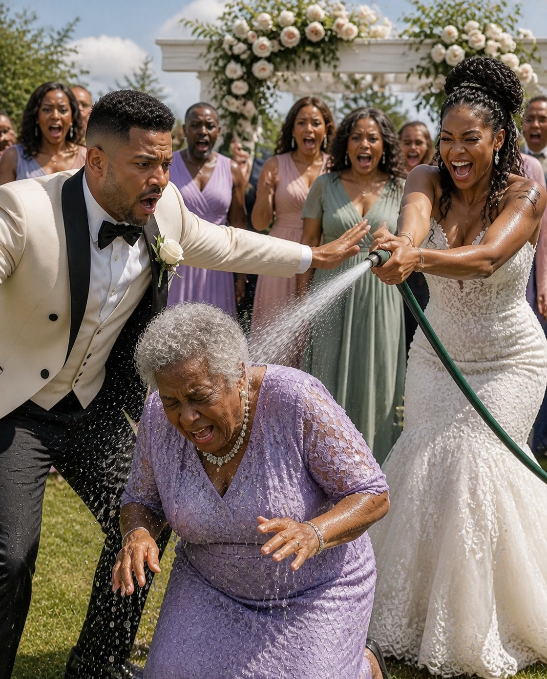 At my wedding, my bride’s family pointed at my mother and laughed. “Look at that pathetic poor woman,” her father sneered. My fiancée grabbed a garden hose. “Let me wash the smell of poverty off her.” The freezing water struck my mother as the guests cheered.