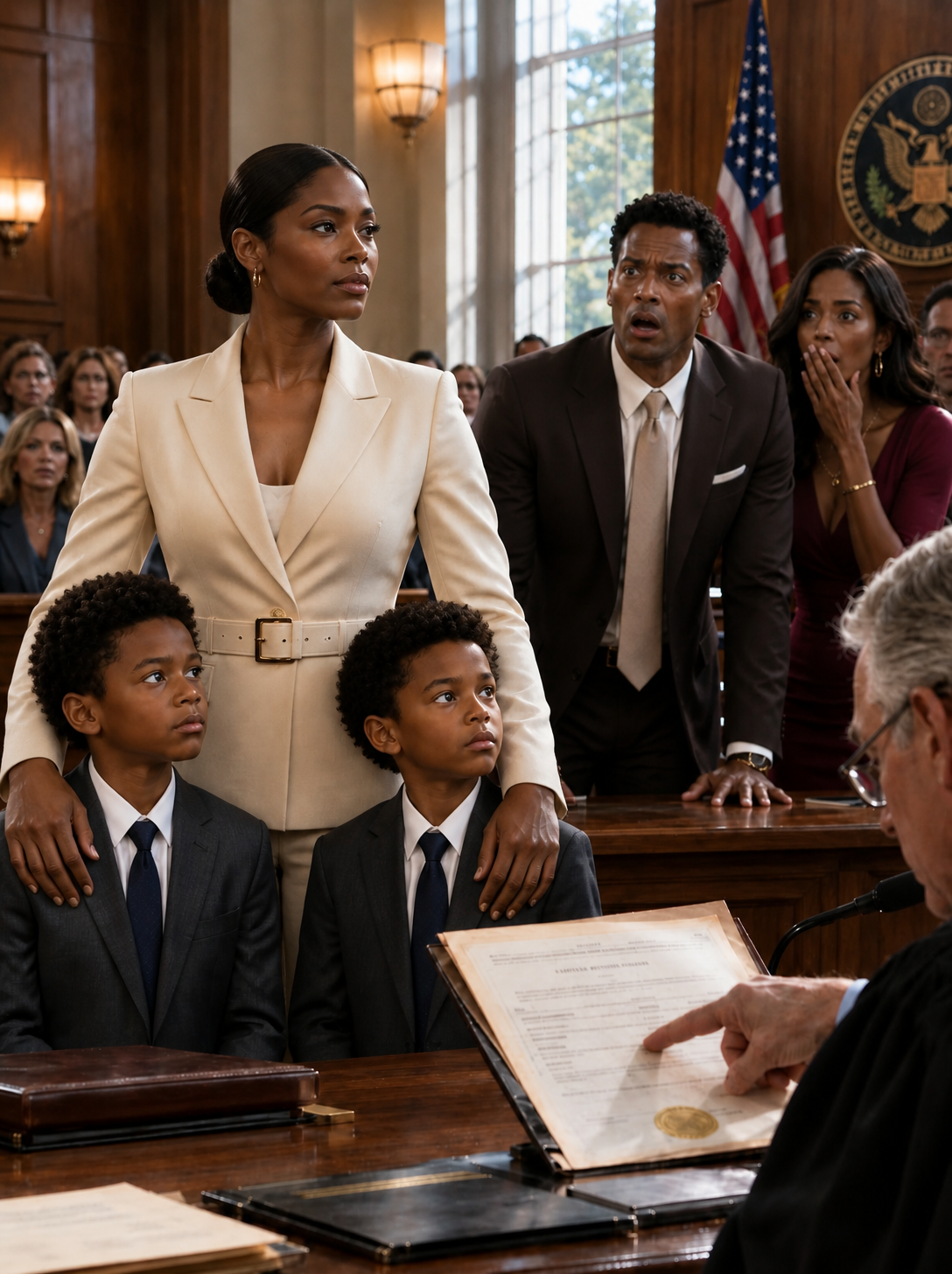 My Husband Walked Into Divorce Court With Three Attorneys, an Ironclad Prenup, and the Woman He Planned to Marry—Certain He Would Take Our Entire Fortune and Full Custody of Our Twin Boys… Until the Judge Opened the Company’s Original Ownership Records, Read the First Name Listed, and Asked One Question That Drained Every Bit of Color From His Face