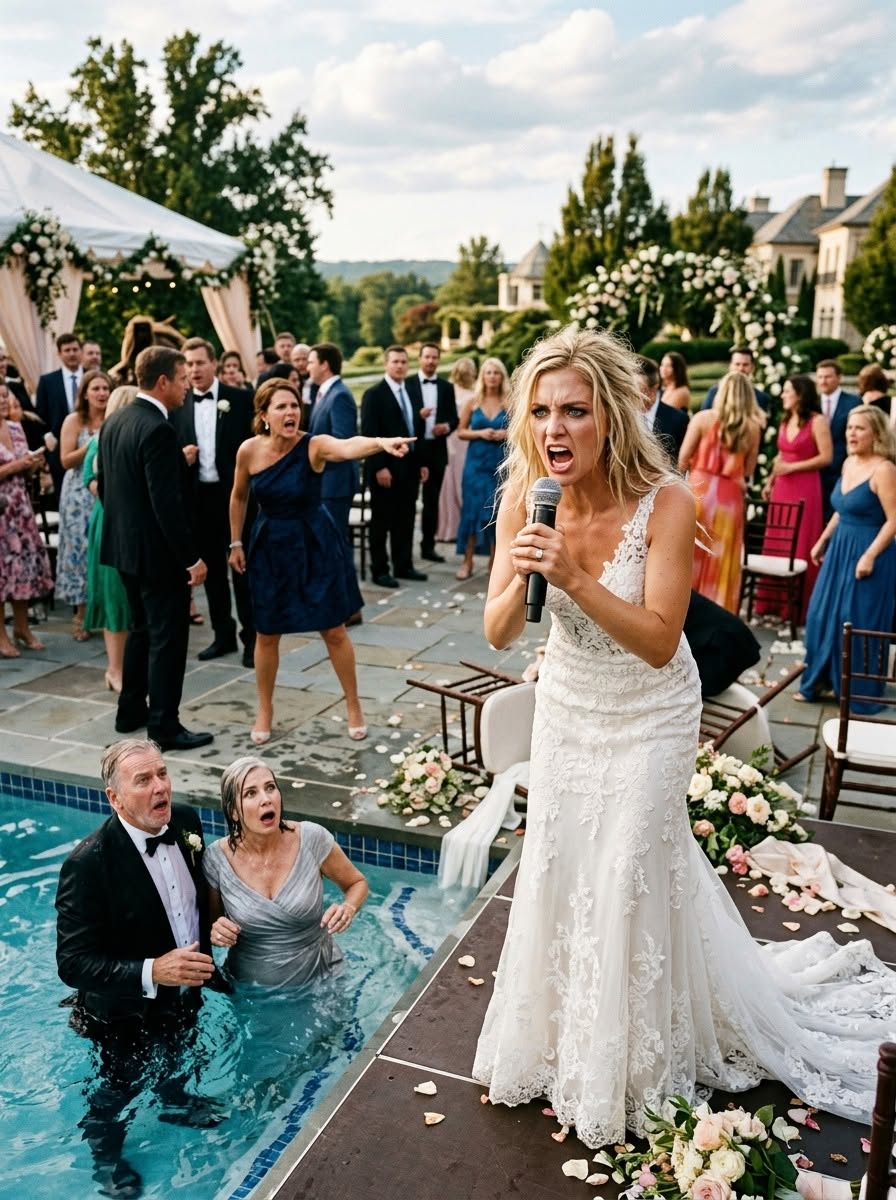 My future mother-in-law shoved my parents into the wedding pool and mocked their poverty—but she had no idea one phone call from me could destroy her family’s empire.