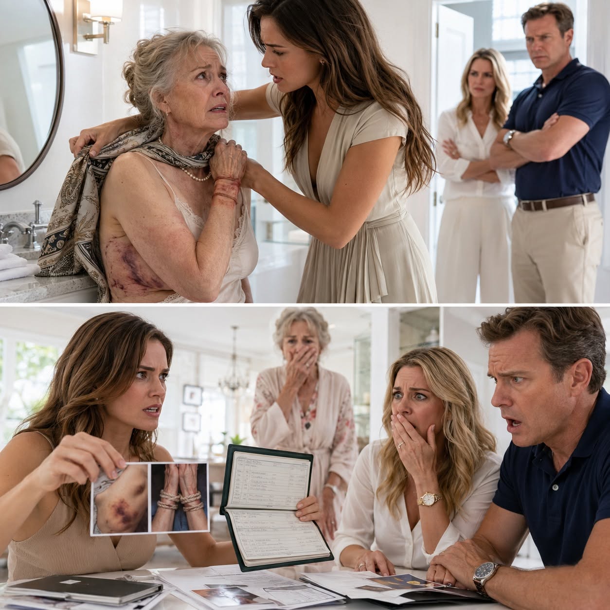 I lifted my 78-year-old mother’s scarf—and the bruises underneath exposed a secret my brother thought she would take to her grave...