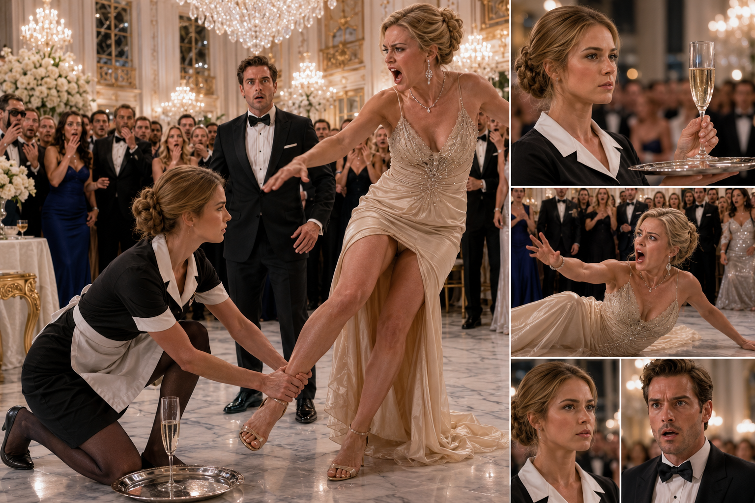 She kicked the maid in front of 300 wealthy guests...