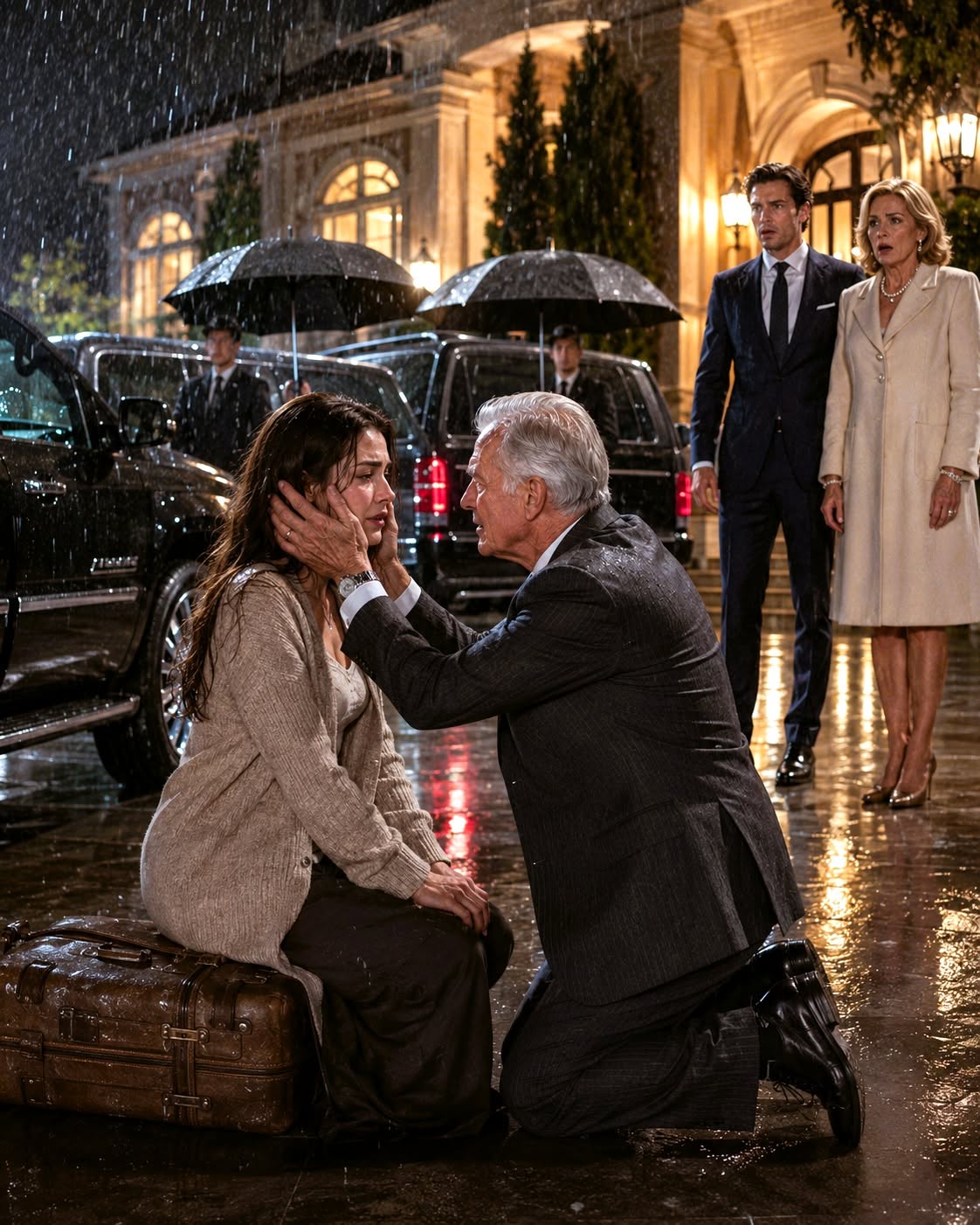 MY HUSBAND THREW ME OUT IN THE RAIN TO MARRY HIS CEO’S DAUGHTER—THEN FIVE ARMORED CADILLACS STOPPED AT MY FEET, AND THE BILLIONAIRE INSIDE CALLED ME HIS LONG-LOST GRANDDAUGHTER...