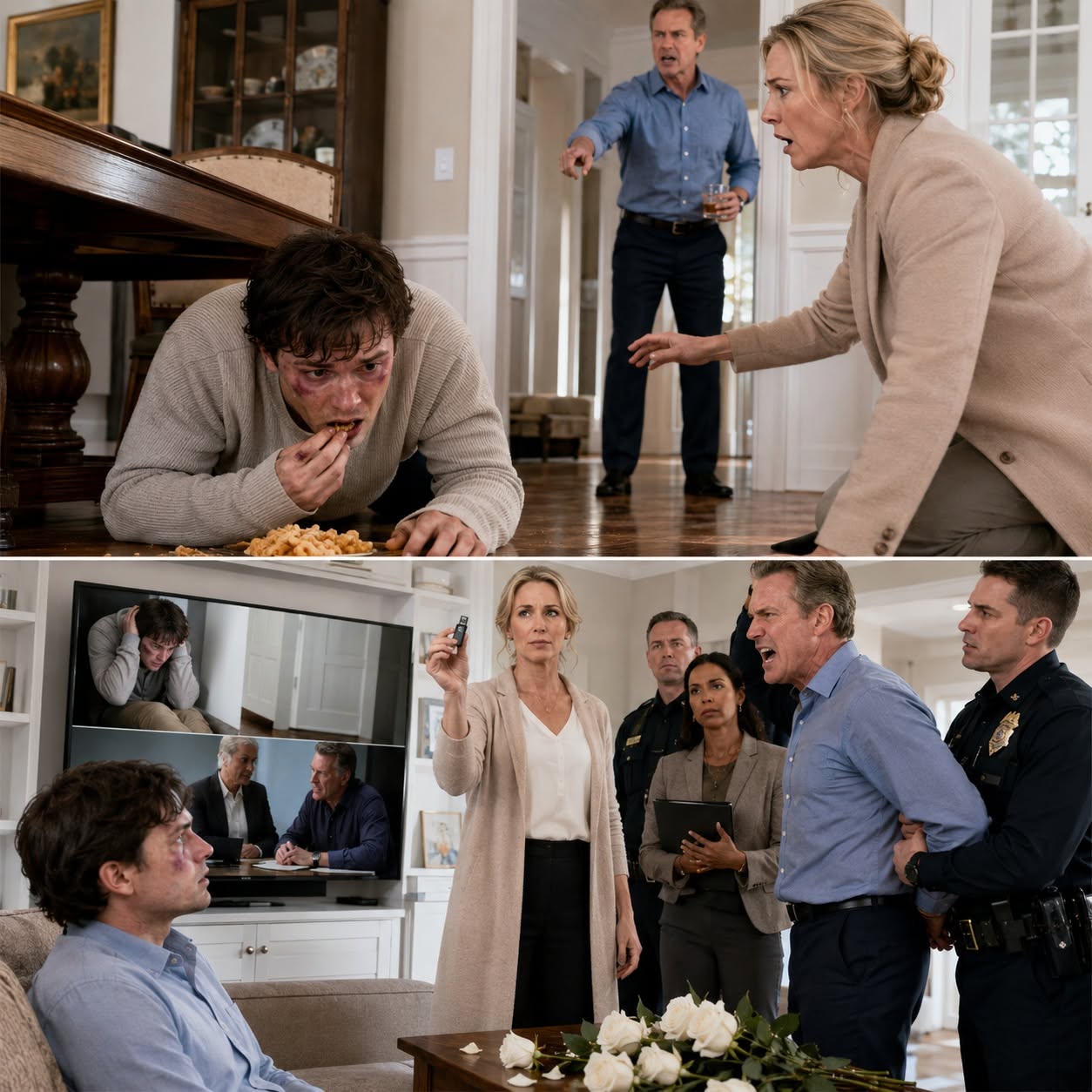 I came home one day early and found my 24-year-old autistic son crawling under the dining table for scraps—then my husband warned me that opening the locked closet would destroy our family.