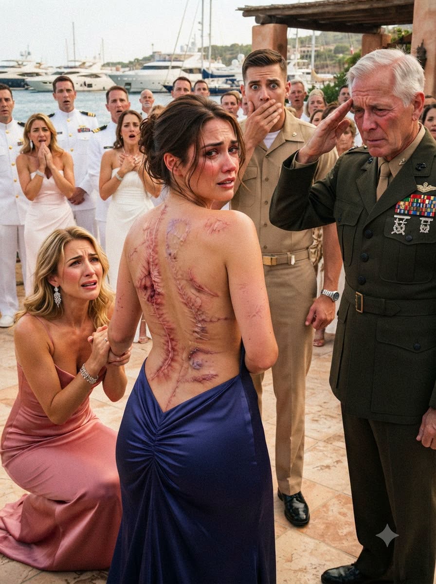 My sister tore my blouse open at my father’s gala so two hundred guests could laugh at my scars—then an Admiral crossed the ballroom, saluted me, and called me Captain.