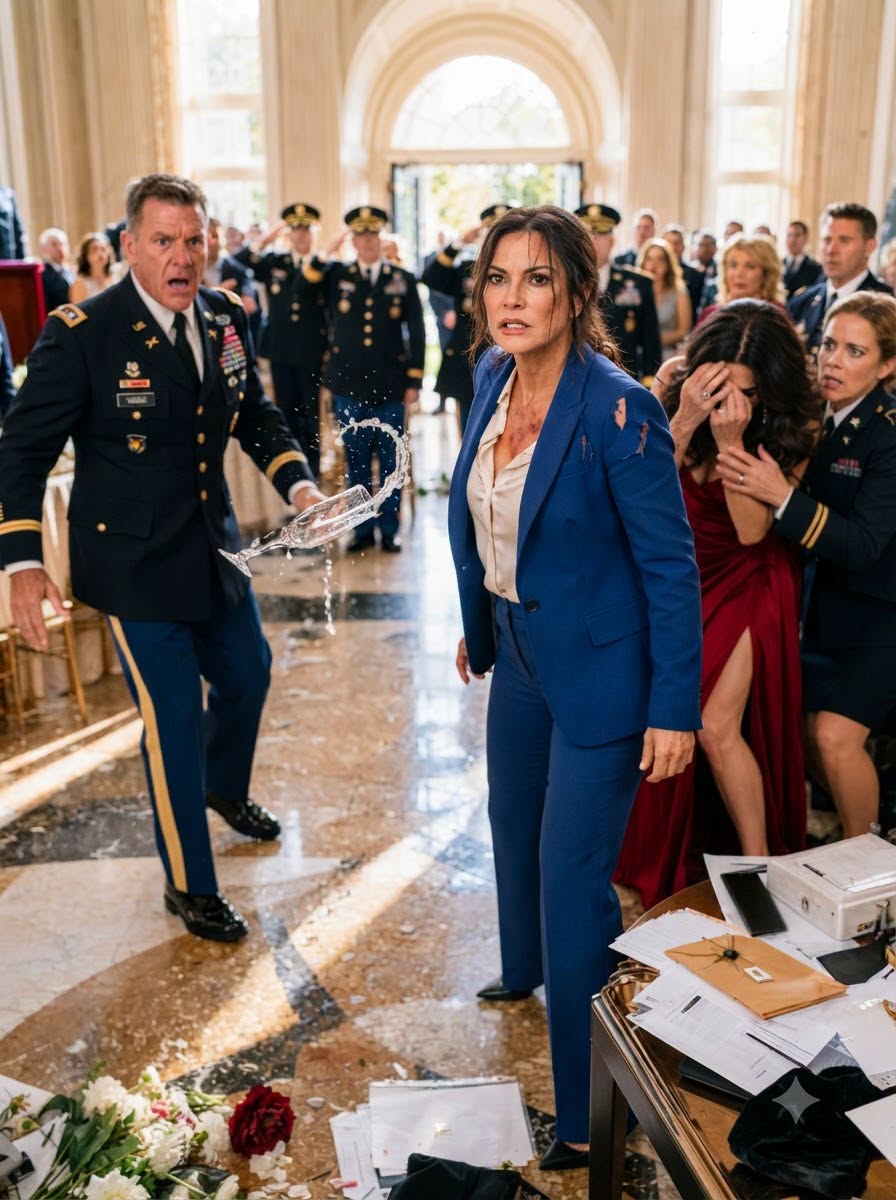 My brother-in-law POURED champagne over my head in front of 200 guests and counted down until security threw me out—then FOUR GENERALS burst through the doors, SALUTED me, and revealed why his face suddenly went white...