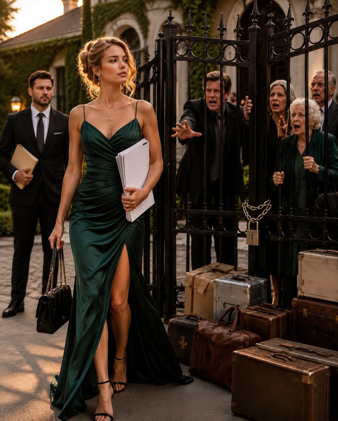 Minutes after my divorce was finalized, my ex-husband’s mother arrived at MY mansion with TWO moving trucks and ordered me to open the gate—then one call to my lawyer turned her victory smile into pure panic…