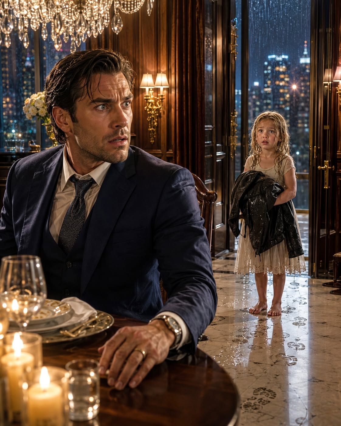 A five-year-old girl walked into New York’s most feared crime boss’s private dinner alone and said, “Mom couldn’t come”—then his security chief leaned in and whispered something that made the entire room go silent…