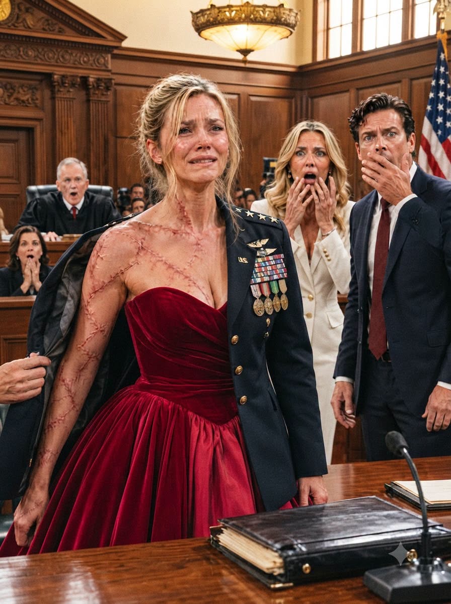 Her husband told the entire courtroom she would leave with NOTHING—then she removed her plain gray coat and revealed the decorated military uniform, silver stars, and battle scars he had spent YEARS hiding… but the sealed evidence file on her attorney’s table was what truly wiped the smile from his face.