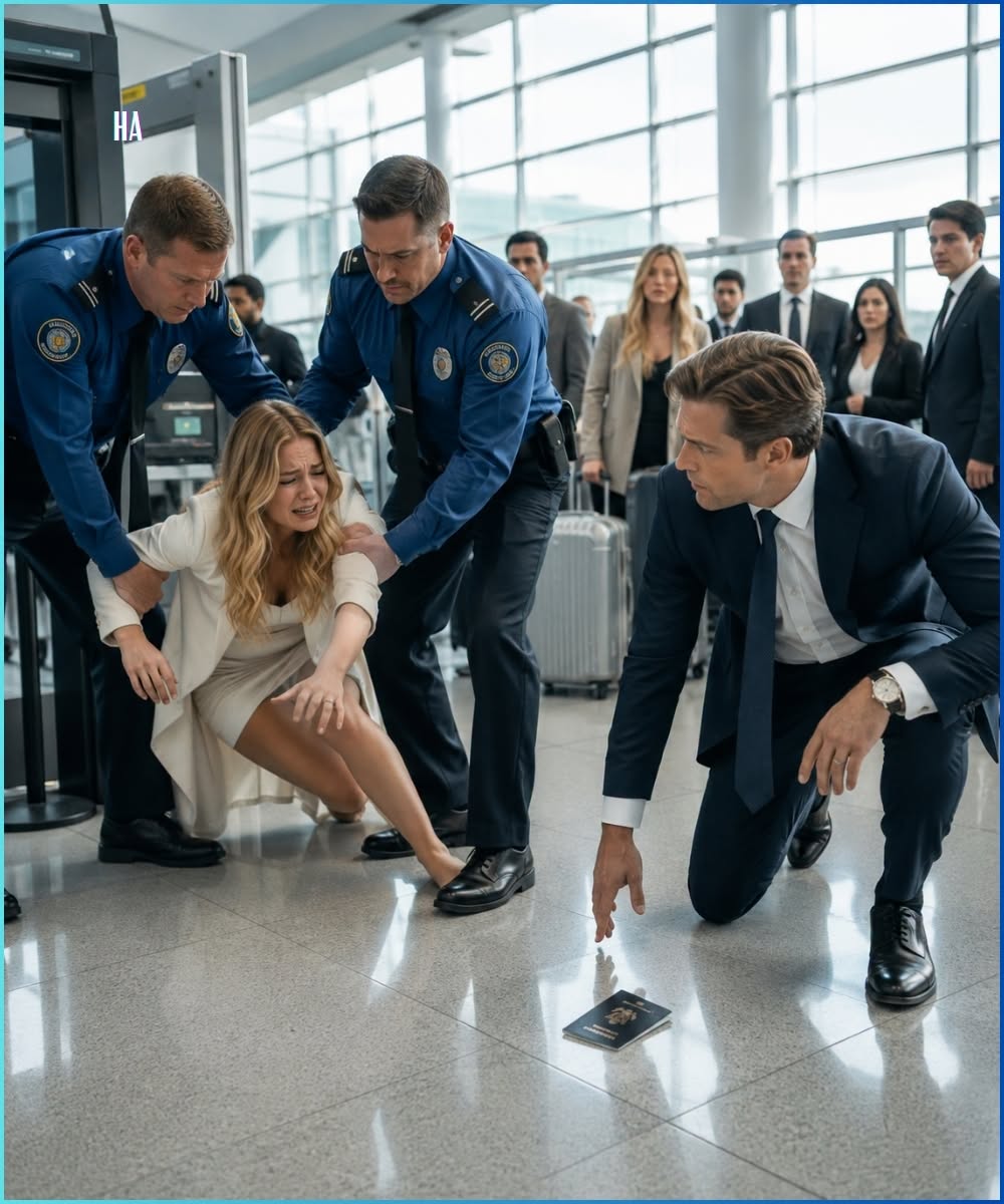 Airport security dragged her away like a criminal in front of a packed gate—until a billionaire CEO picked up her fallen passport, saw one faded stamp, and suddenly ordered everyone to STOP.
