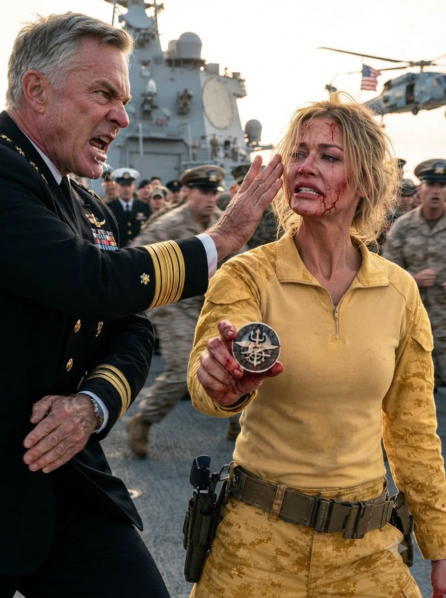 A Rear Admiral SLAPPED me in front of 2,000 Marines because he thought I was a nobody—then I pulled one black coin from my pocket, and the helicopters appearing overhead made his face go WHITE…