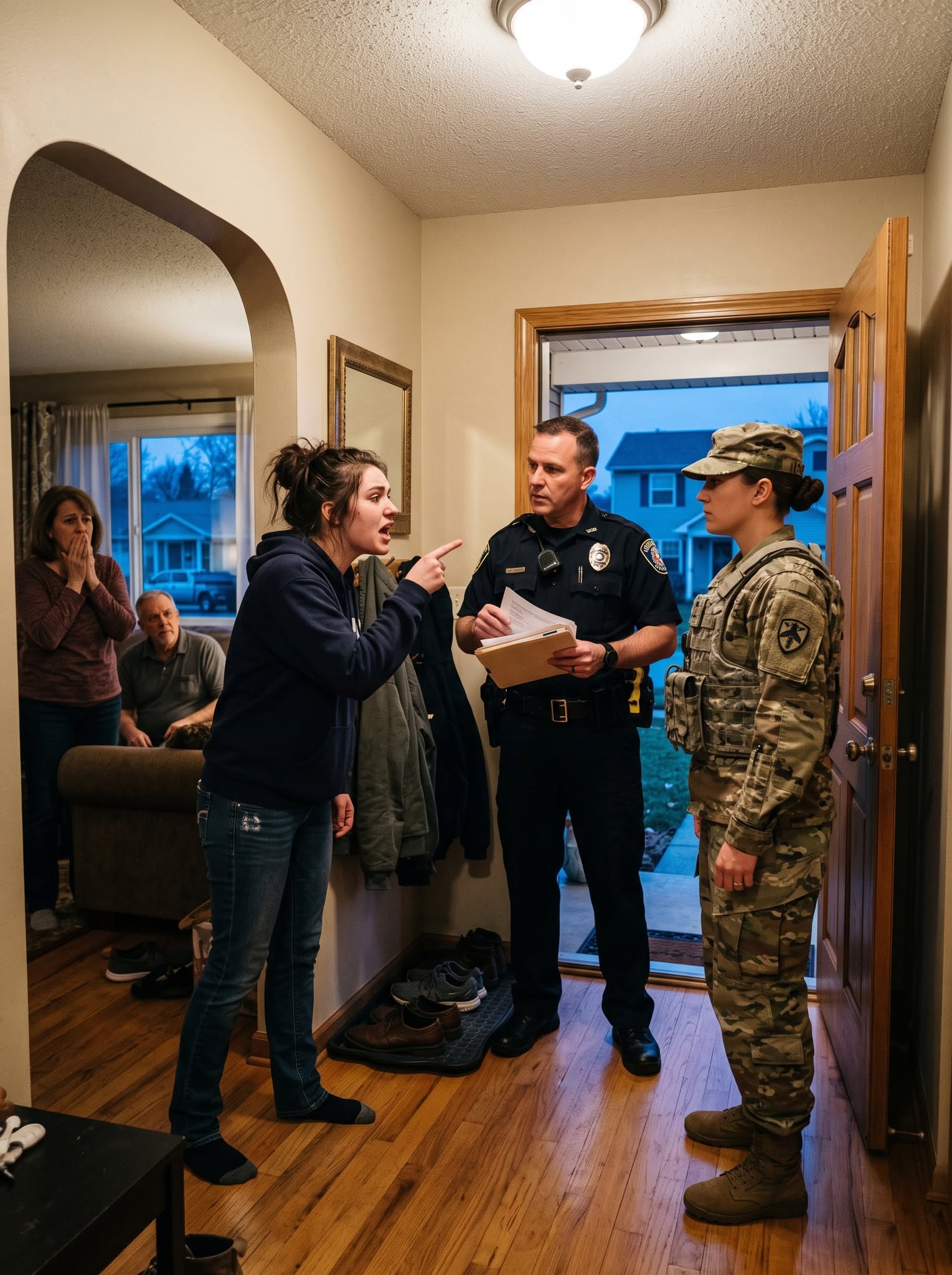 My family mocked my “low” military rank after I came home for the first time in five years—then the police arrived to arrest me, and a four-star general walked through the door before they could put me in handcuffs.