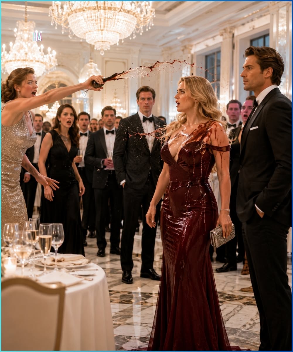 They dumped red wine over the quiet man beside me to humiliate us in front of 200 wealthy guests—but one calm phone call later, the billionaire host’s entire empire was suddenly in danger.