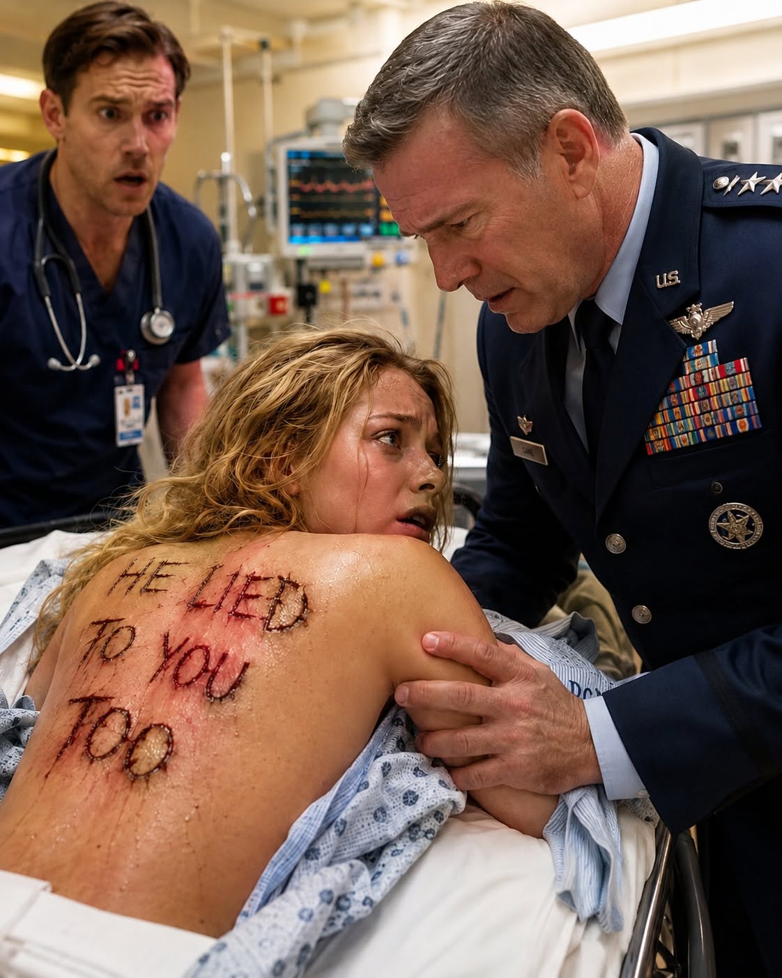 My daughter was found barely alive with “HE LIED TO YOU TOO” carved into her back—and when I saw my son-in-law’s initials clenched in her bloody hand, I thought I knew exactly who did it… until she whispered, “Dad, don’t let him know I survived.”