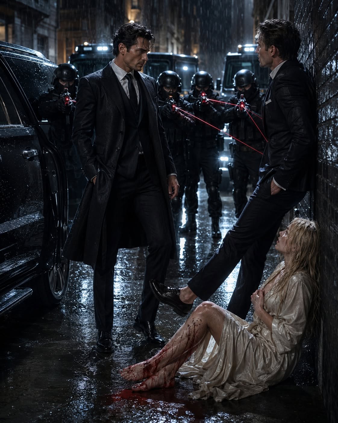 My fiancé crushed my injured bare foot under his boot and called me “pathetic”—then three armored SUVs blocked the alley and a billionaire stepped into the rain asking one terrifying question…