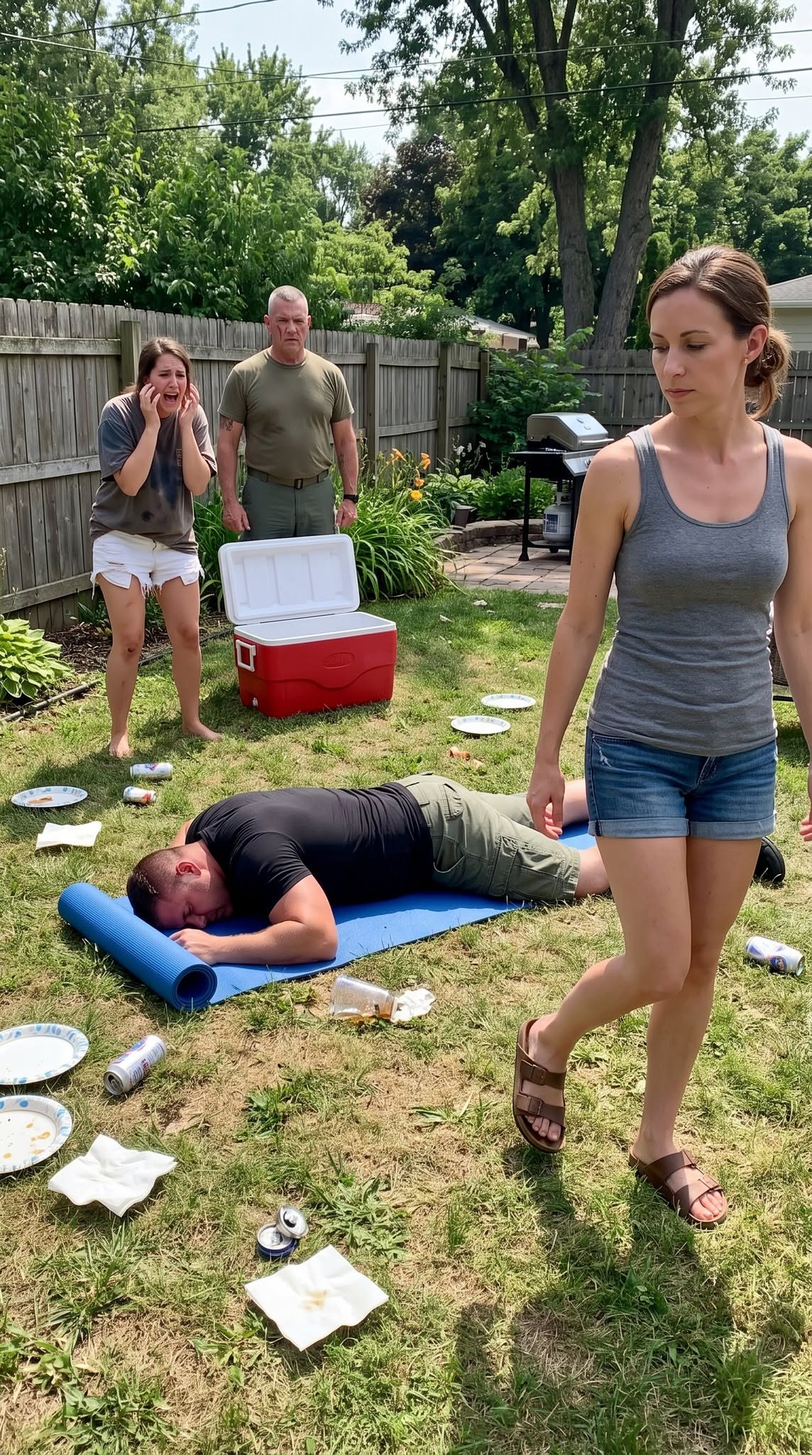 My Green Beret brother-in-law laughed that he’d “go easy” on the 120-pound mom at the family barbecue—six seconds later, he was face-down on the mat, and his former team sergeant whispered, “That’s a Raider…”