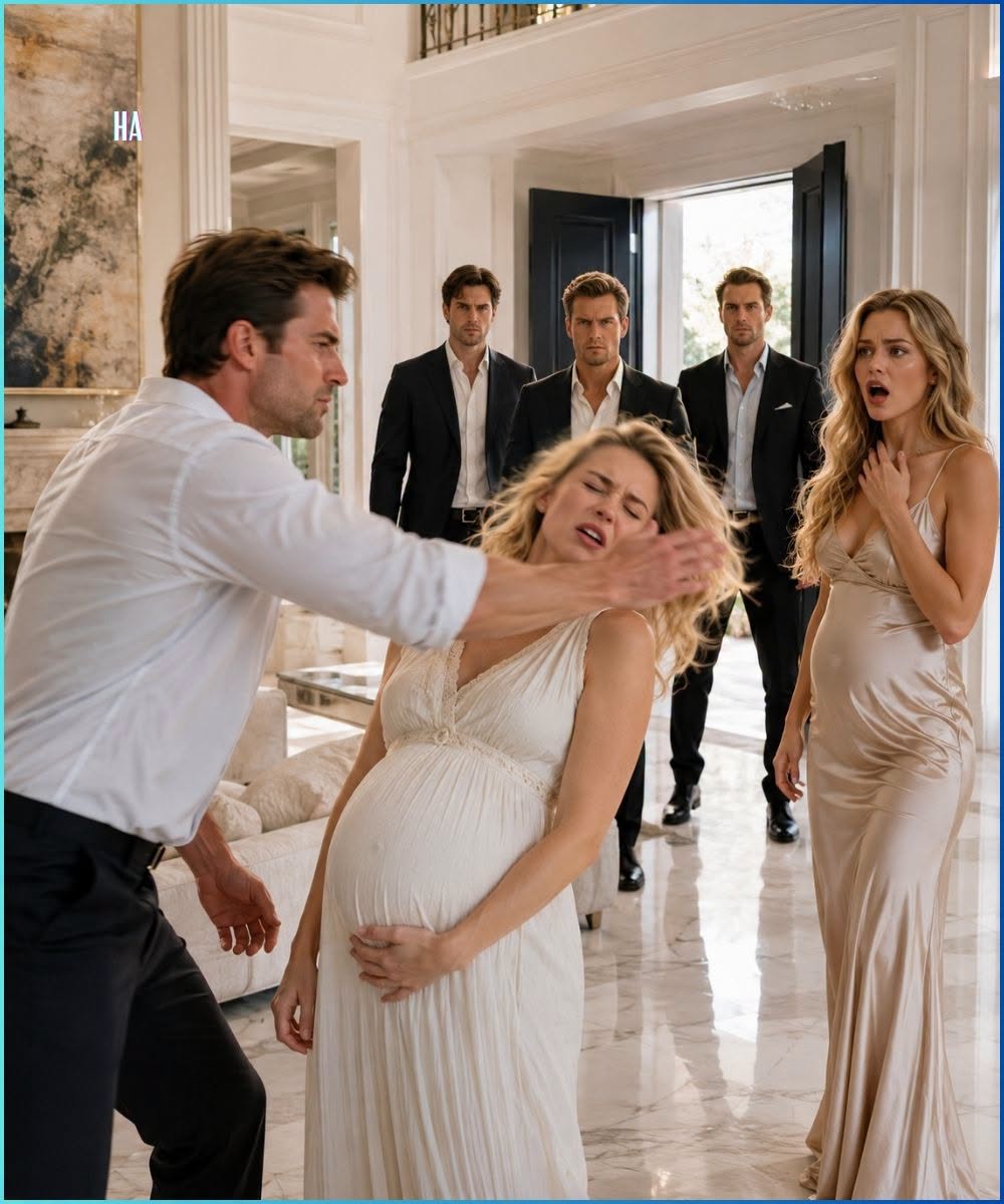He slapped his pregnant wife in front of his mistress and told her to “know her place”—but seconds later, her three brothers walked through the door and Ethan finally learned who he had married…