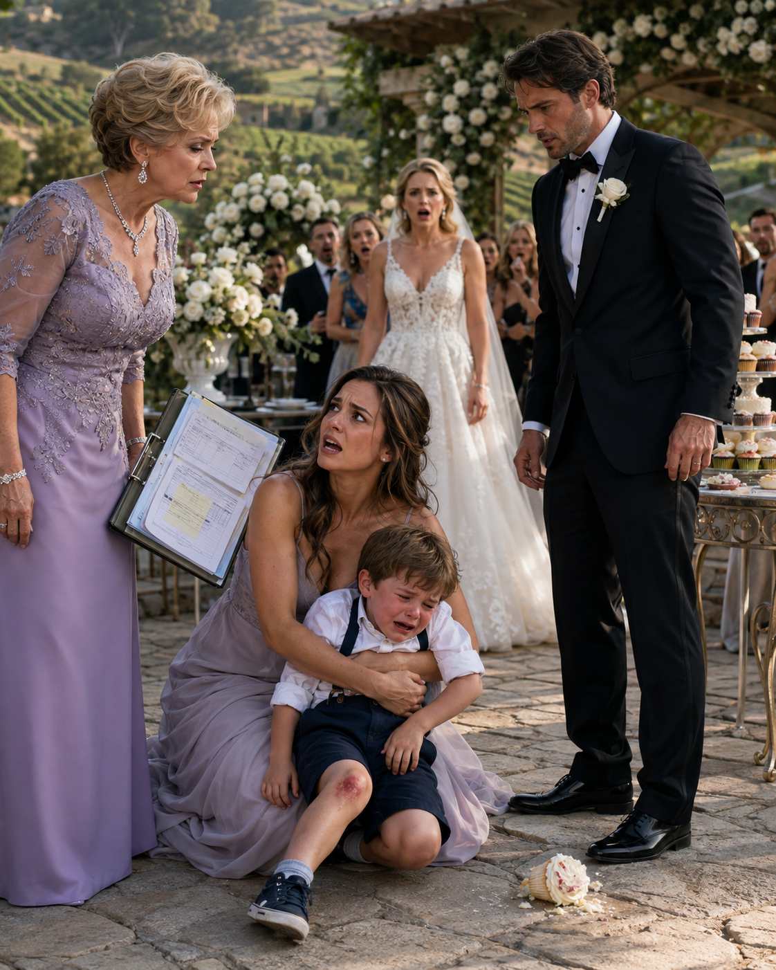 MY FOUR-YEAR-OLD SON WAS KNOCKED TO THE STONE PATIO OVER A CUPCAKE—and when my husband warned ME not to ruin his sister’s wedding, I opened one folder and exposed who had secretly paid for the entire celebration…