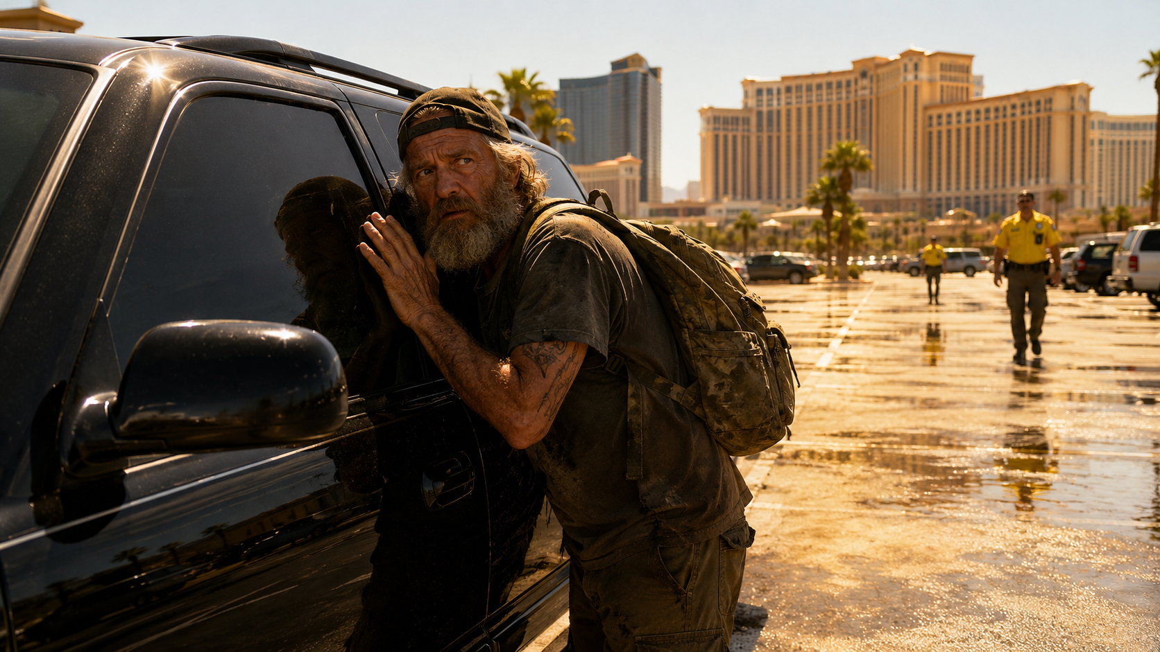 A HOMELESS COMBAT VETERAN heard one weak sound coming from a locked black SUV in 112-DEGREE HEAT—but when security ignored him and the crying suddenly STOPPED, he knew he had seconds to do the unthinkable…