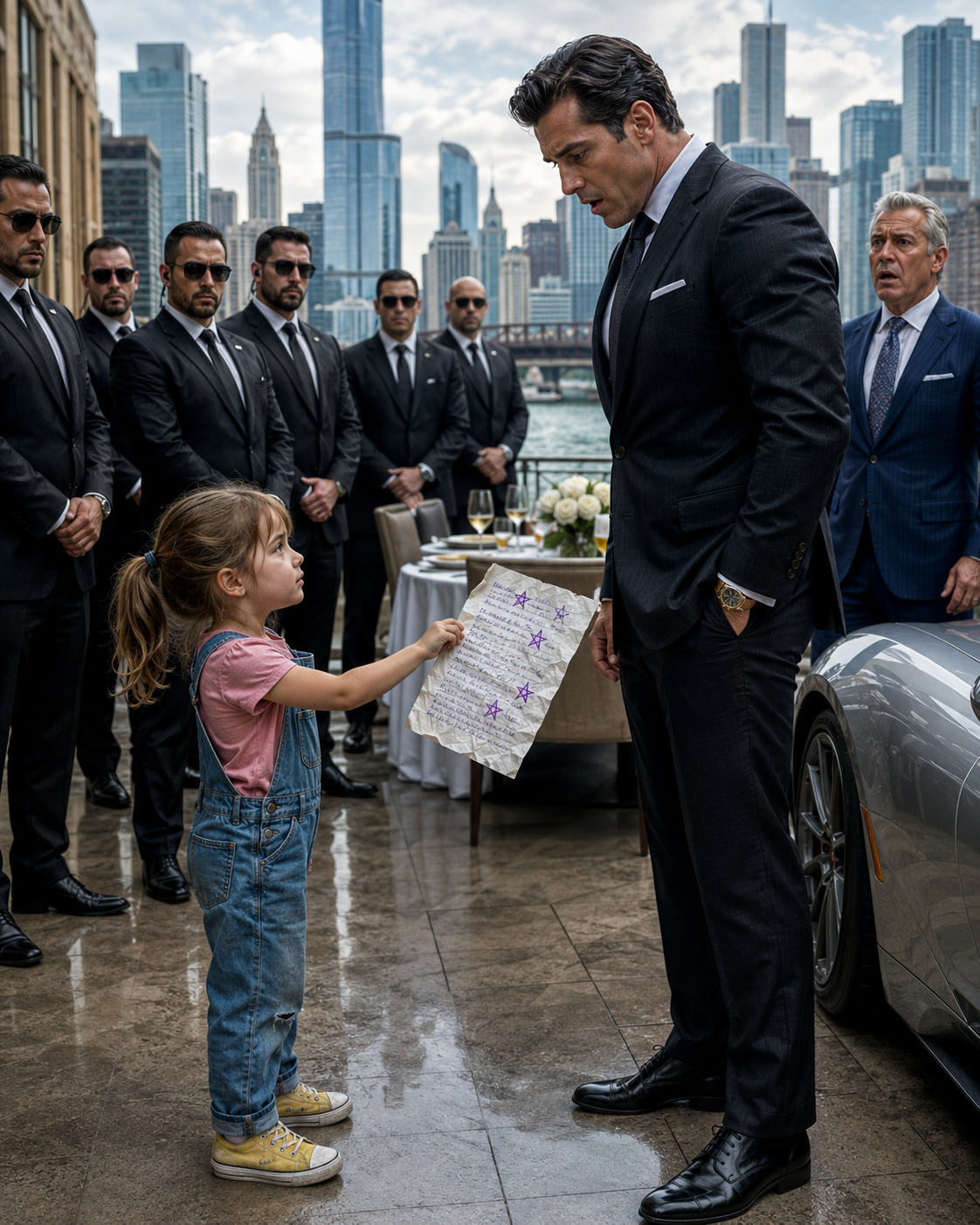 A 4-YEAR-OLD GIRL WALKED PAST SEVEN ARMED GUARDS TO ASK CHICAGO’S MOST FEARED MAN WHY HER MOM HAD WORKED 77 DAYS WITHOUT PAY—then Vincent Kane saw the PURPLE STARS on her crumpled work log… and the businessman laughing beside his brand-new Porsche suddenly stopped smiling.