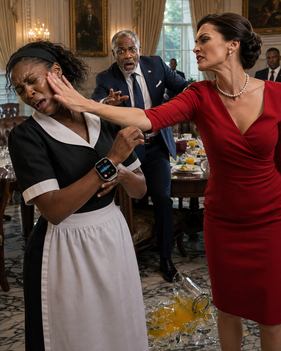 THE GOVERNOR’S WIFE SLAPPED THE MAID AND DEMANDED HER SMARTWATCH—BUT THE MOMENT THE GOVERNOR PRESSED PLAY, HE HEARD HIS OWN WIFE PLOTTING TO DESTROY HIM WITH THE MAN SHE WAS SECRETLY SLEEPING WITH…