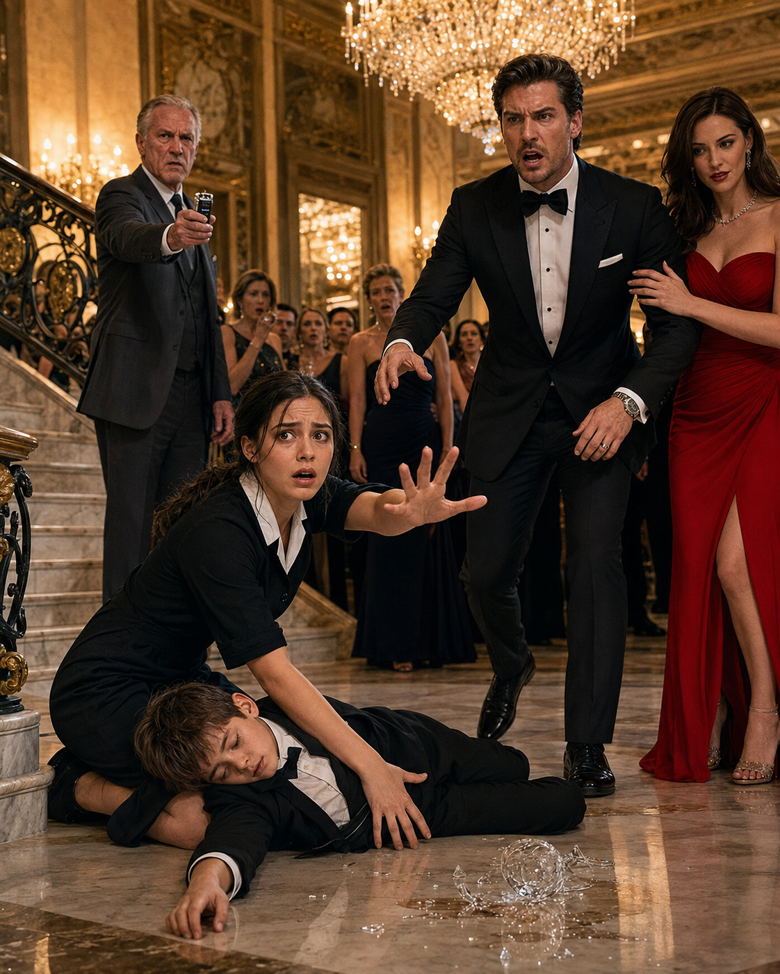 THE BILLIONAIRE ORDERED SECURITY TO ARREST HIS SON’S NANNY after his eight-year-old collapsed at a glittering charity gala—but seconds before police reached her, a stranger played ONE SECRET RECORDING, and the voice plotting the boy’s death belonged to the woman standing with her hand on Victor’s shoulder...