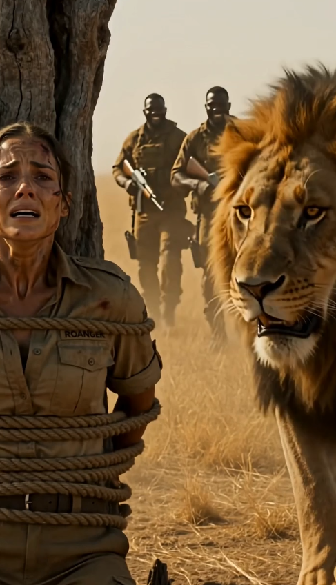 ¡LA MUJER QUE LOS CAZADORES ATARON PARA QUE LOS LEONES LA DEVORARAN… JAMÁS IMAGINÓ LO QUE HARÍA EL REY DE LA MANADA!