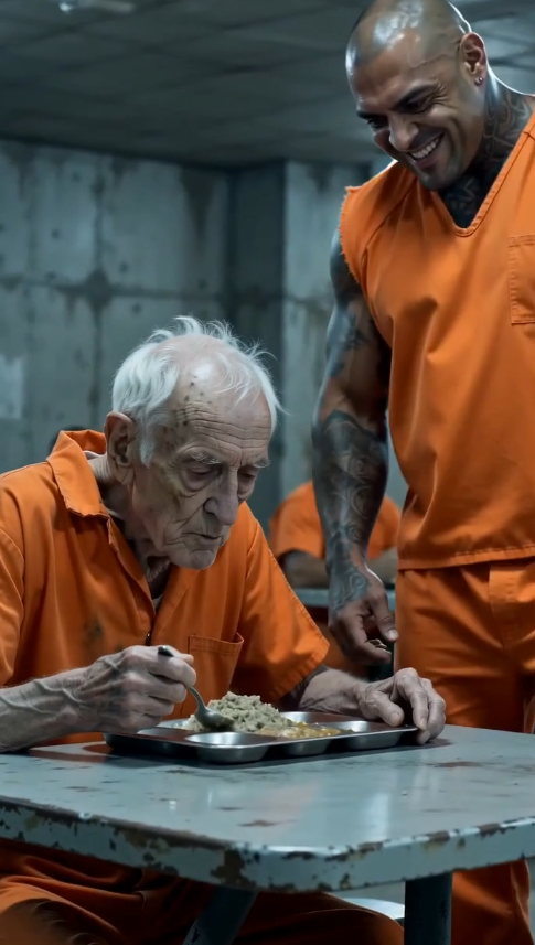 EN PRISIÓN, UN CRIMINAL PELIGROSO ATACÓ A UN ANCIANO Y LE ARROJÓ LA COMIDA PORQUE SE NEGÓ A MOVERSE… PERO LO QUE OCURRIÓ UN MINUTO DESPUÉS DEJÓ A TODOS EN SHOCK