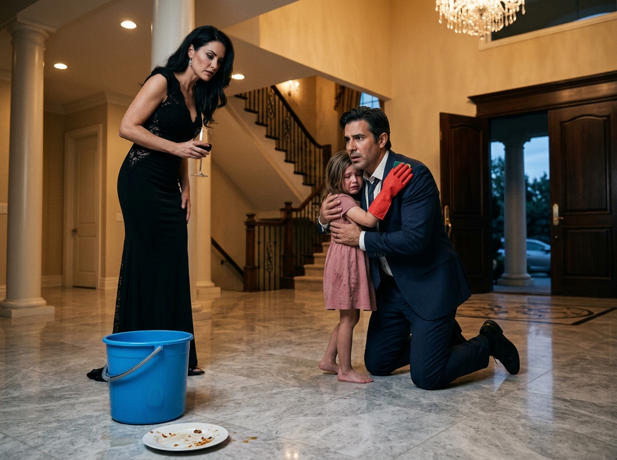 She Made His Daughter Scrub the Floor—Then He Came Home
